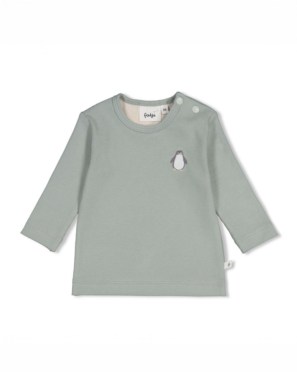 Gerippte Longsleeve - Penguin Cuddles - Seegrün