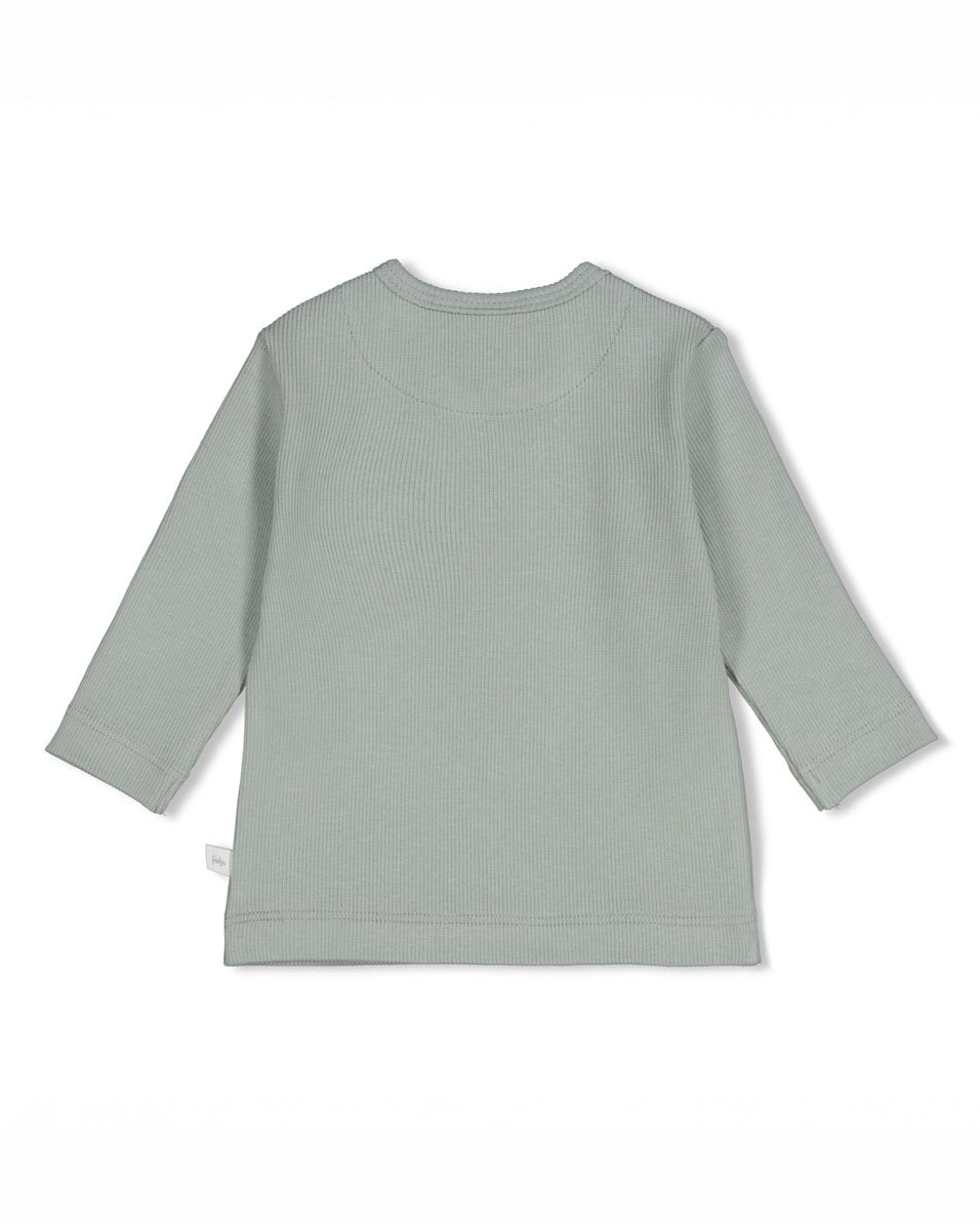 Gerippte Longsleeve - Penguin Cuddles - Seegrün