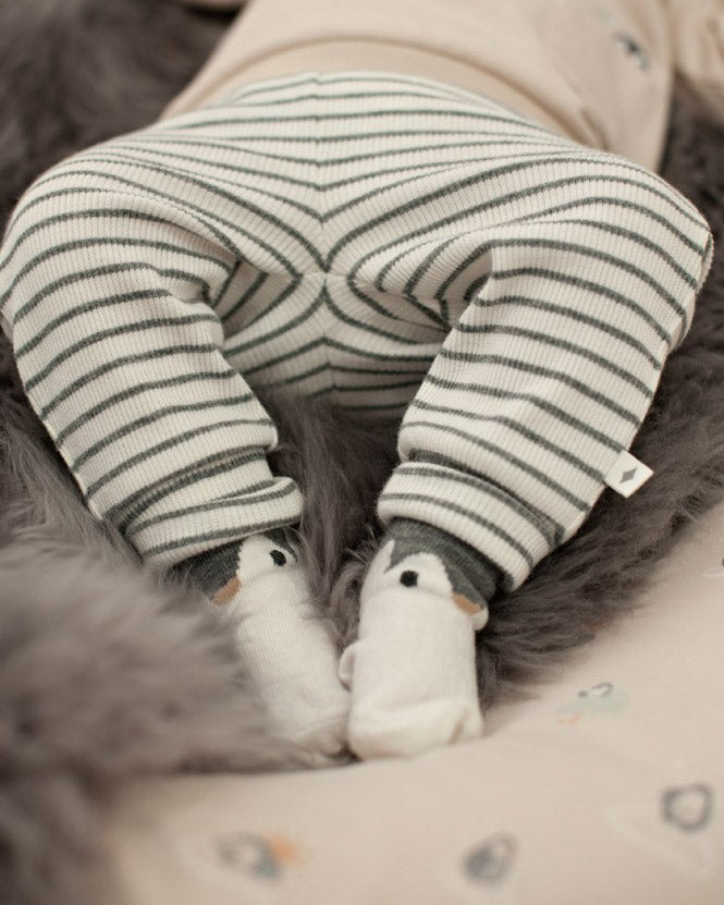 Gerippte Ajour-Hose mit Print - Penguin Cuddles