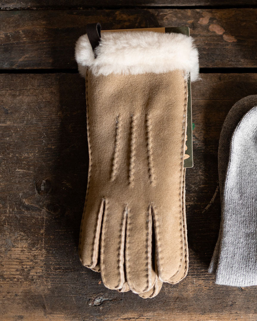 Handschuhe mit Lammfell - beige